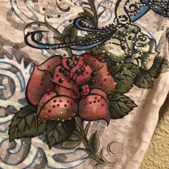 HTF RARE NWOT AXR XZAVIER Top. Lots of Rhinestones. Very detailed design. Bling - Picture 7 of 14